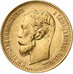 Монета Николая второго,  5 рублей 1900г.(золото)