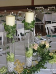 Оформление свадьбного зала цветами и текстилем. Букет невесты.