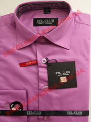 Рубашка для мальчика PFL Club приталенная сиреневая с длинным рукавом