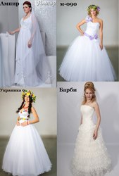 Прокат,  аренда свадебных платьев разных размеров от 38 до 56.