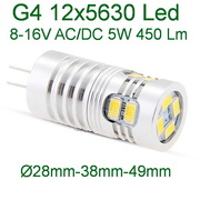Светодиодная Led лампа G4 5W,  450 Lm,  12V,  8-16V
